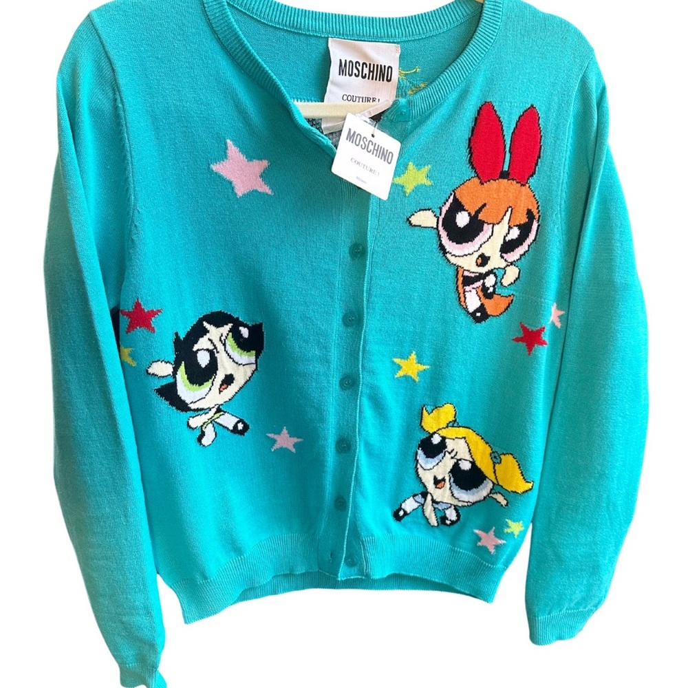 Moschino Runway “Power Puff” Cardigan by Jeremy Scott. NWT. Fits s/m. $495 RARE!
